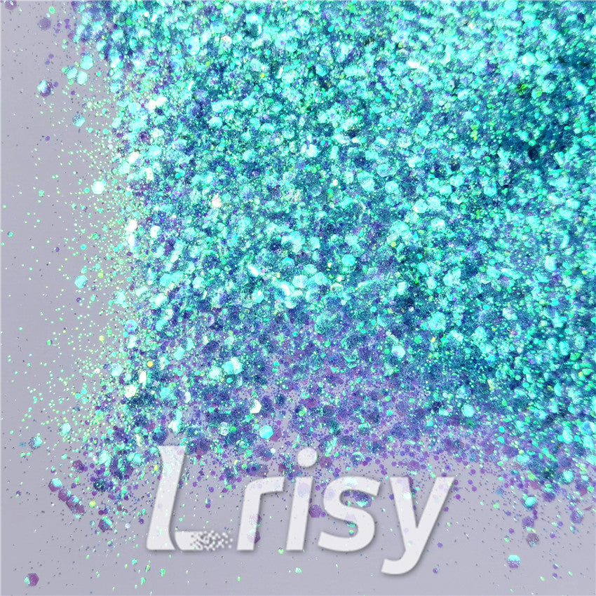 General Mixed Iridescent Translucent Blue Glitter C007
