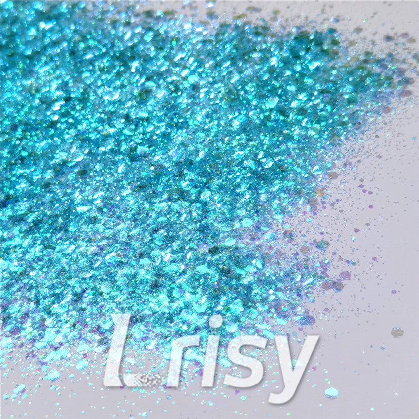 General Mixed Iridescent Translucent Blue Glitter C007