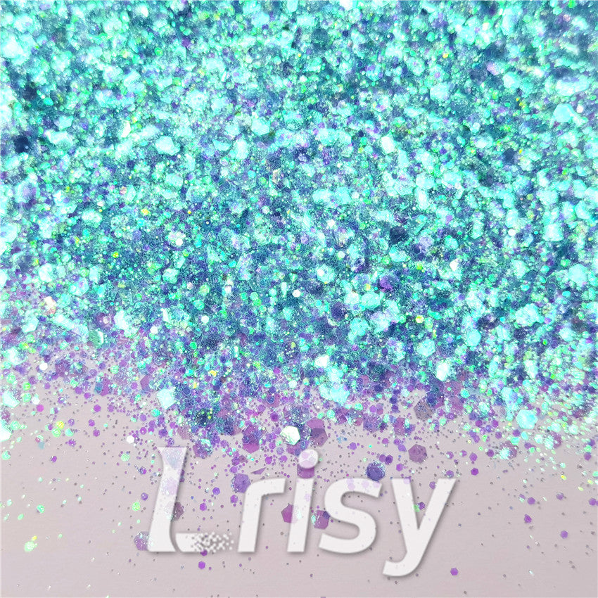 General Mixed Iridescent Translucent Blue Glitter C007