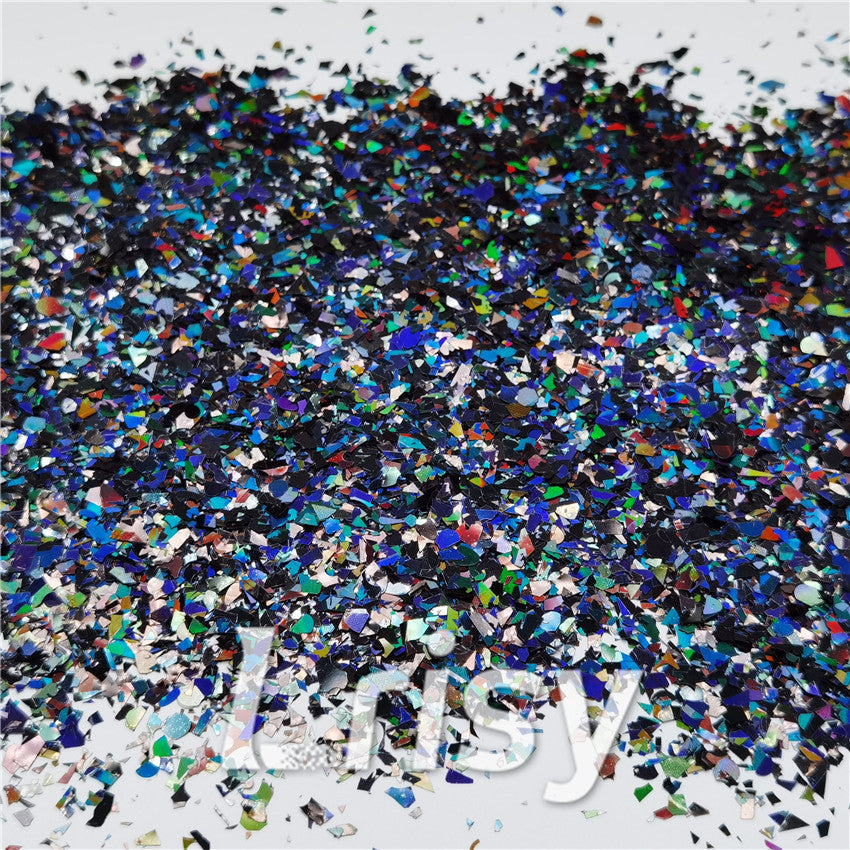 Holographic Black Cellophane Glitter Flakes Holo Shards LB01000 4x4