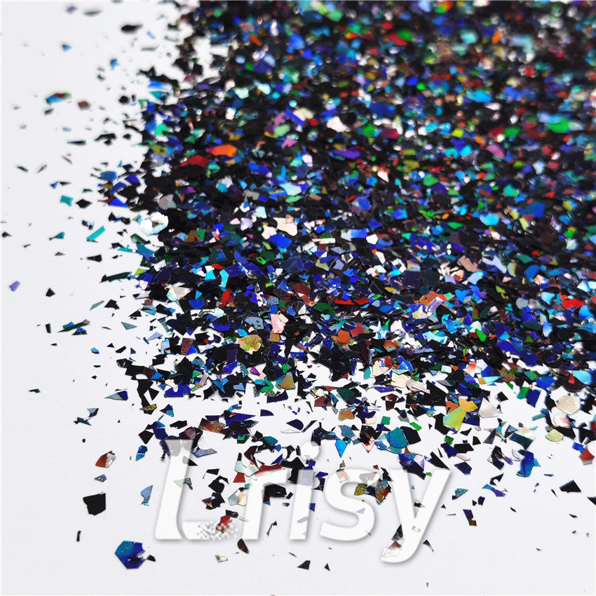 Holographic Black Cellophane Glitter Flakes Holo Shards LB01000 4x4