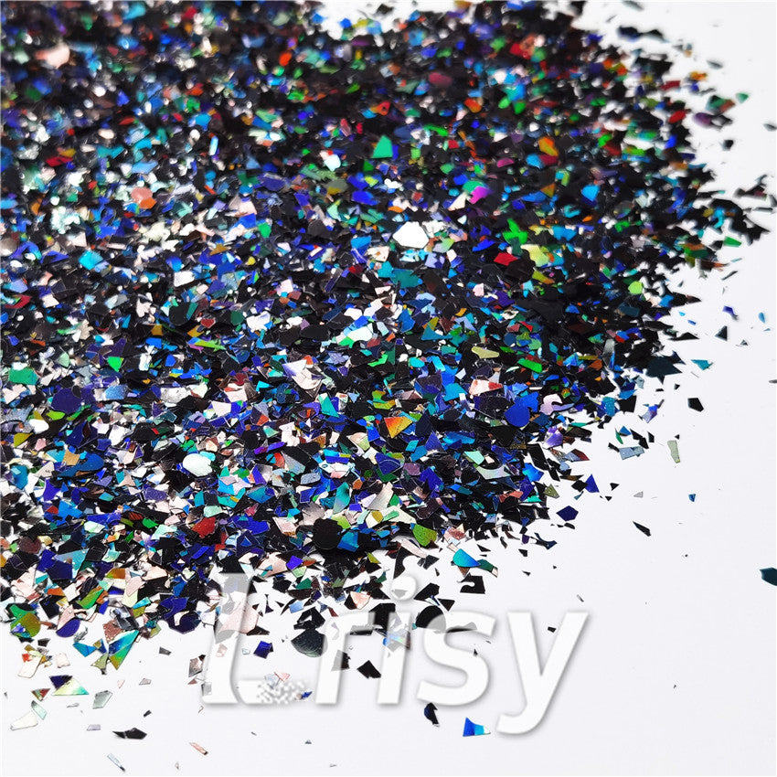 Holographic Black Cellophane Glitter Flakes Holo Shards LB01000 4x4