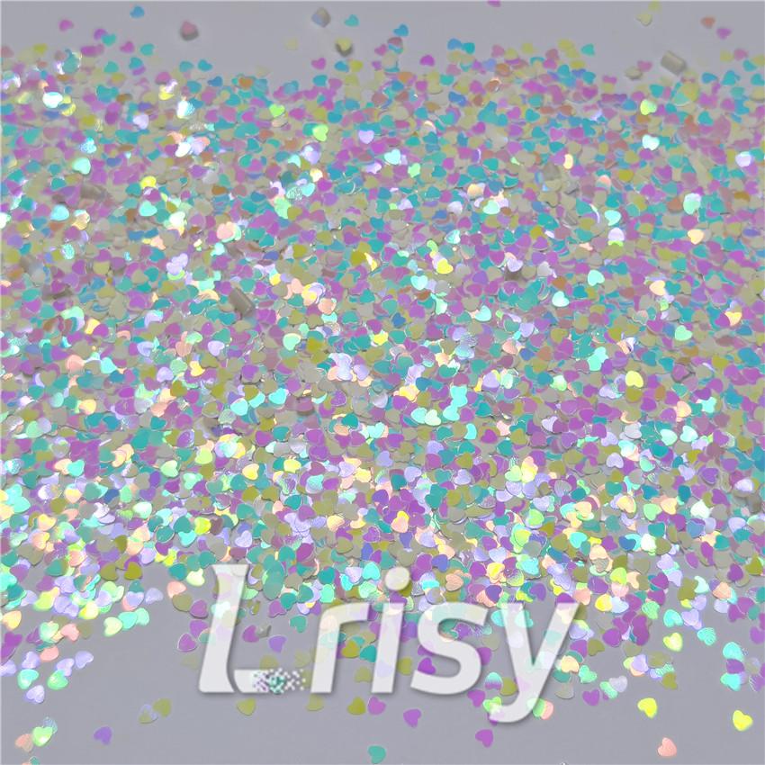 3mm Heart Shapes Rainbow Mixed Glitter C022R