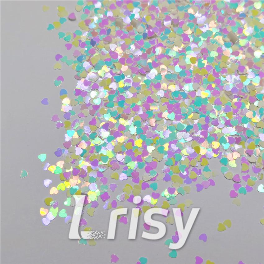 3mm Heart Shapes Rainbow Mixed Glitter C022R