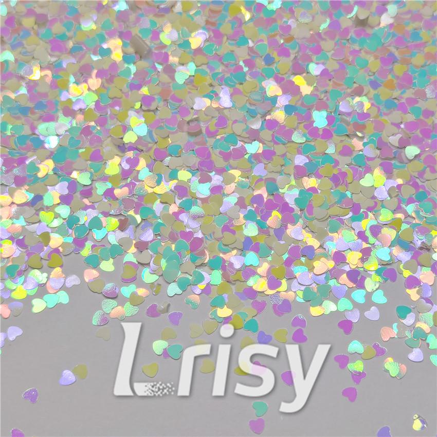 3mm Heart Shapes Rainbow Mixed Glitter C022R