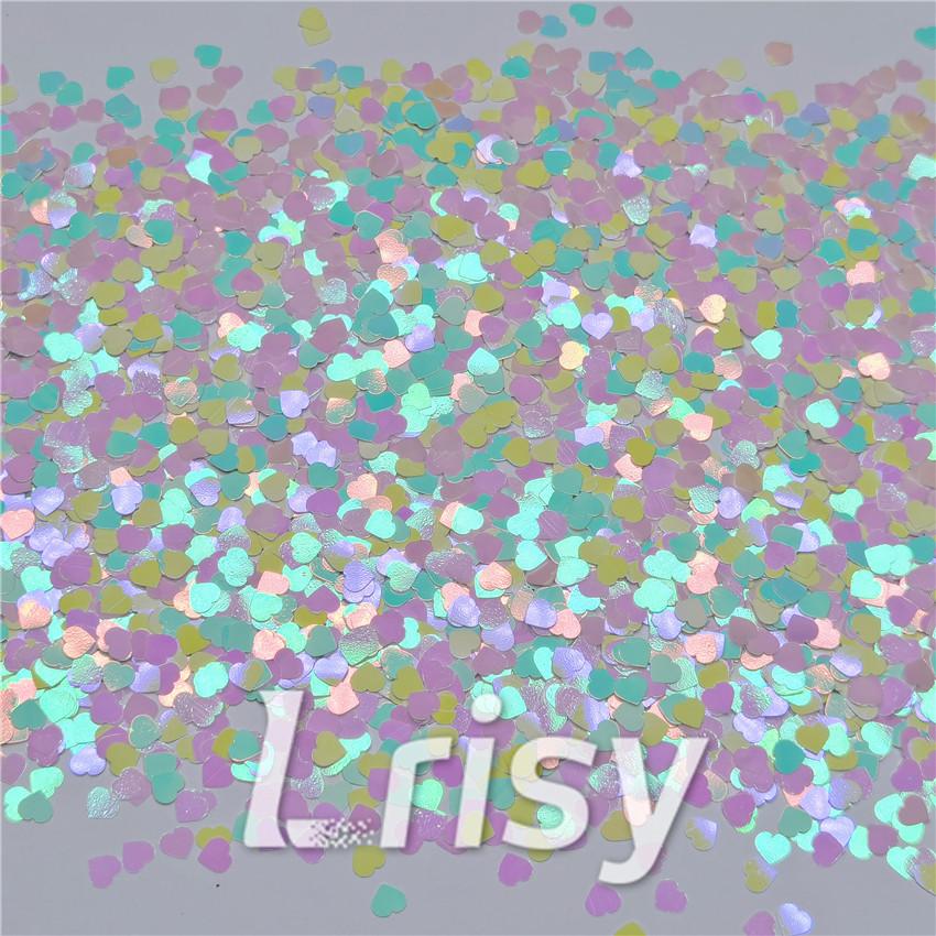 4mm Heart Shapes Rainbow Mixed Glitter C022R