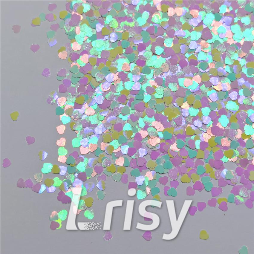 4mm Heart Shapes Rainbow Mixed Glitter C022R