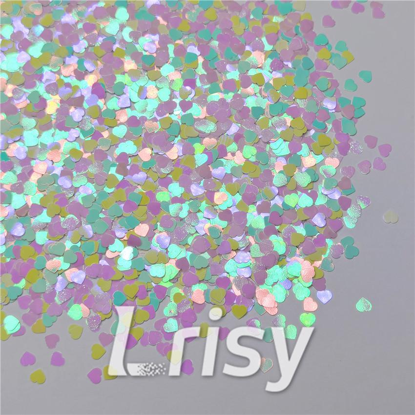 4mm Heart Shapes Rainbow Mixed Glitter C022R
