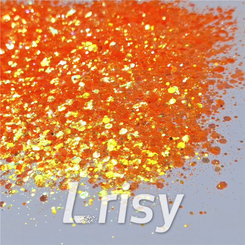 General Mixed Fluorescent Orange High Brightness Glitter FC335