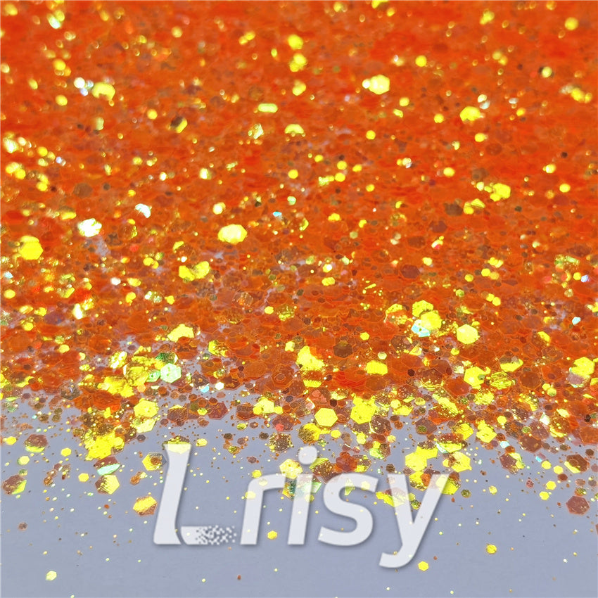 General Mixed Fluorescent Orange High Brightness Glitter FC335