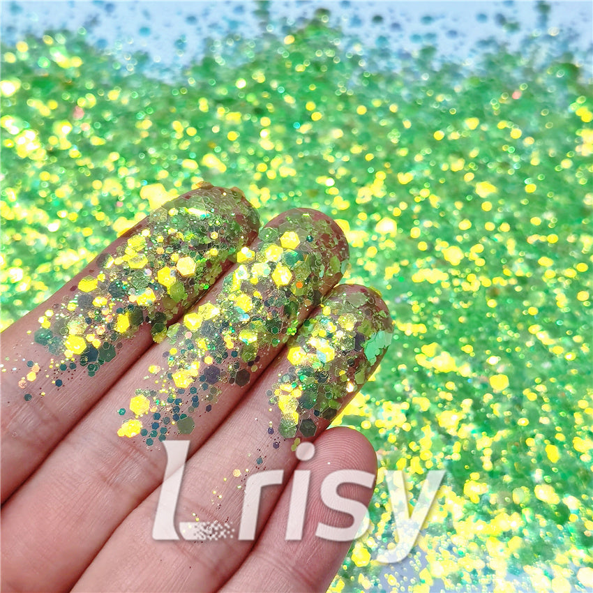 General Mixed Fluorescent Green High Brightness Glitter FC333A