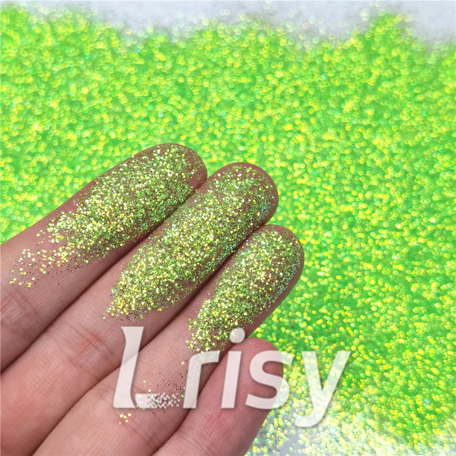 0.3mm Fluorescent Green High Brightness Iridescent Glitter FC333A