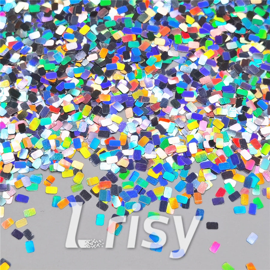 Holographic Silver Rectangle Shaped Glitter LB0100