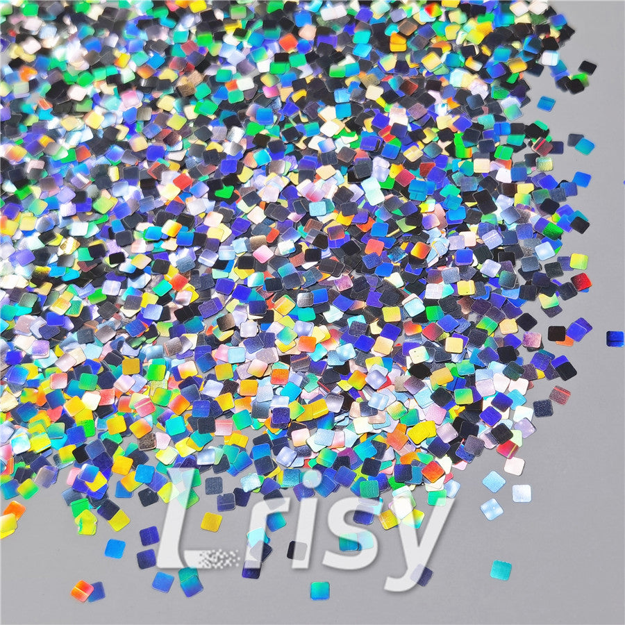 Holographic Silver Square Shaped Glitter LB0100