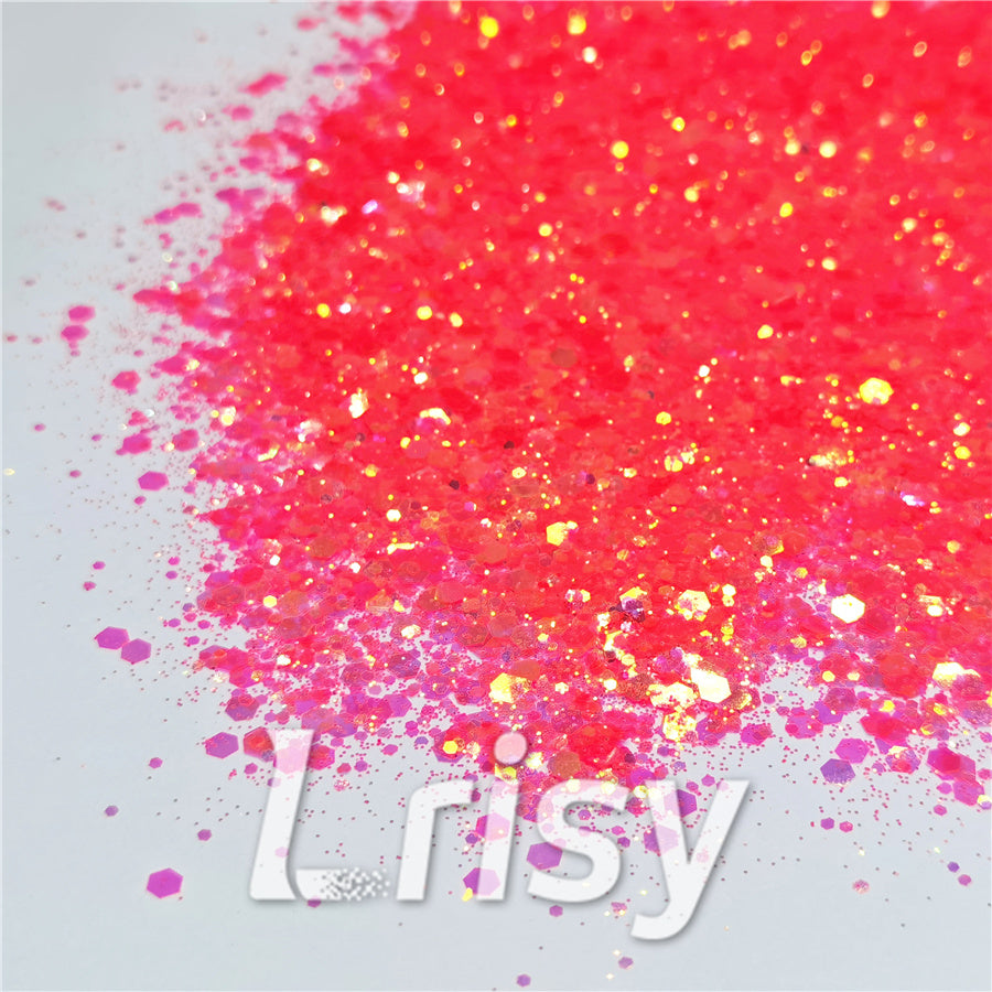 General Mixed Fluorescent Reddish Orange High Brightness Glitter FC334