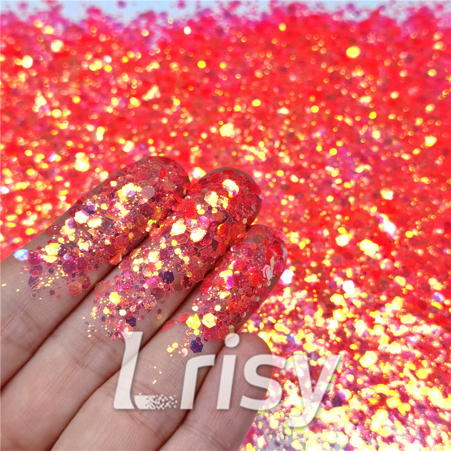 General Mixed Fluorescent Reddish Orange High Brightness Glitter FC334