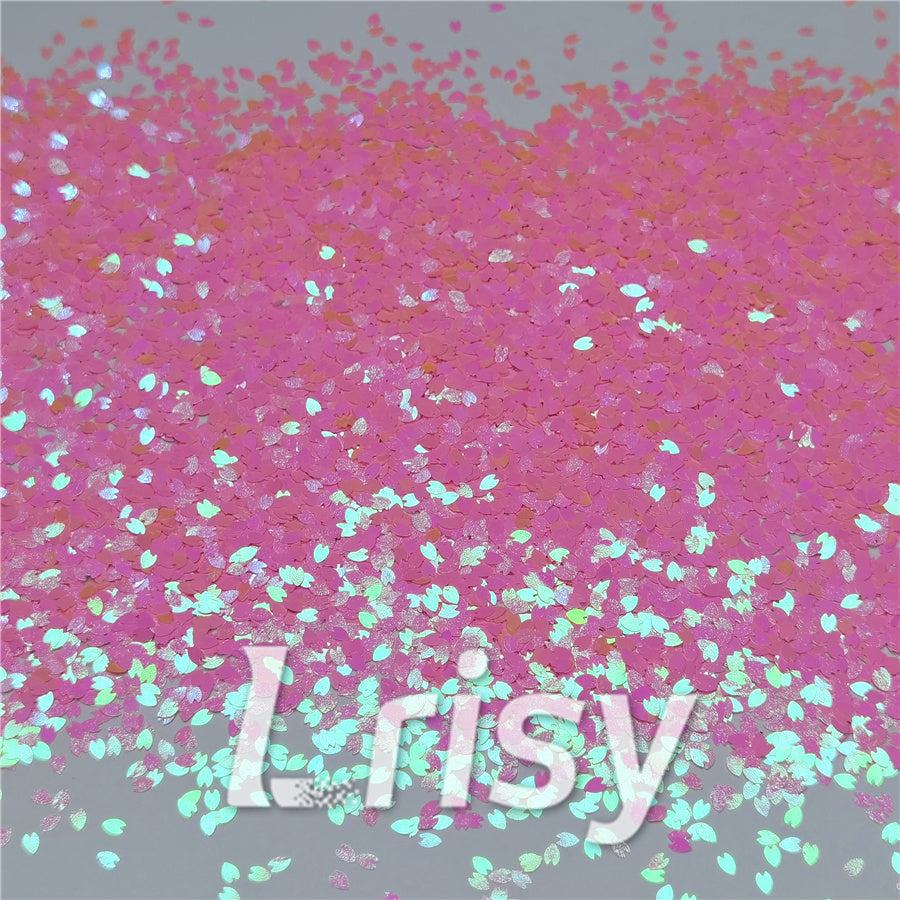 3mm Petals Shaped Iridescent Pink Glitter C018R