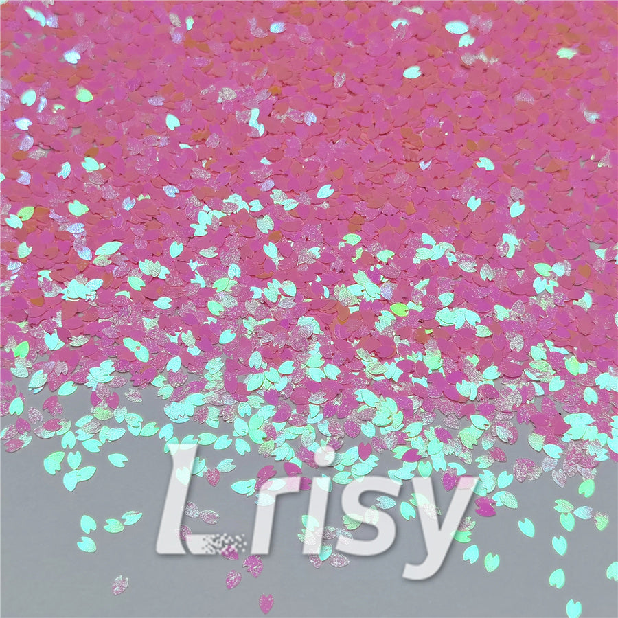 3mm Petals Shaped Iridescent Pink Glitter C018R