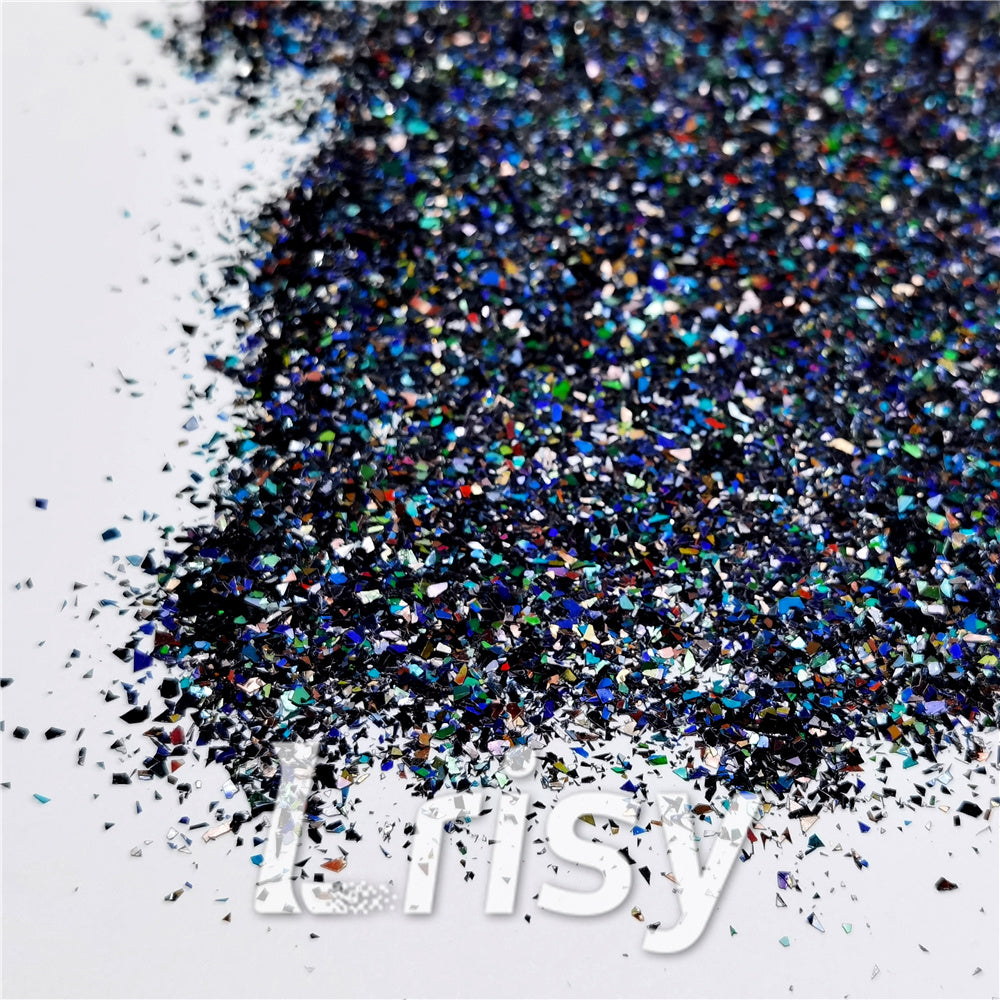 Holographic Black Opa Cellophane Holo Shards Confetti Glitter Sprinkle Toppings LB01000 2x2