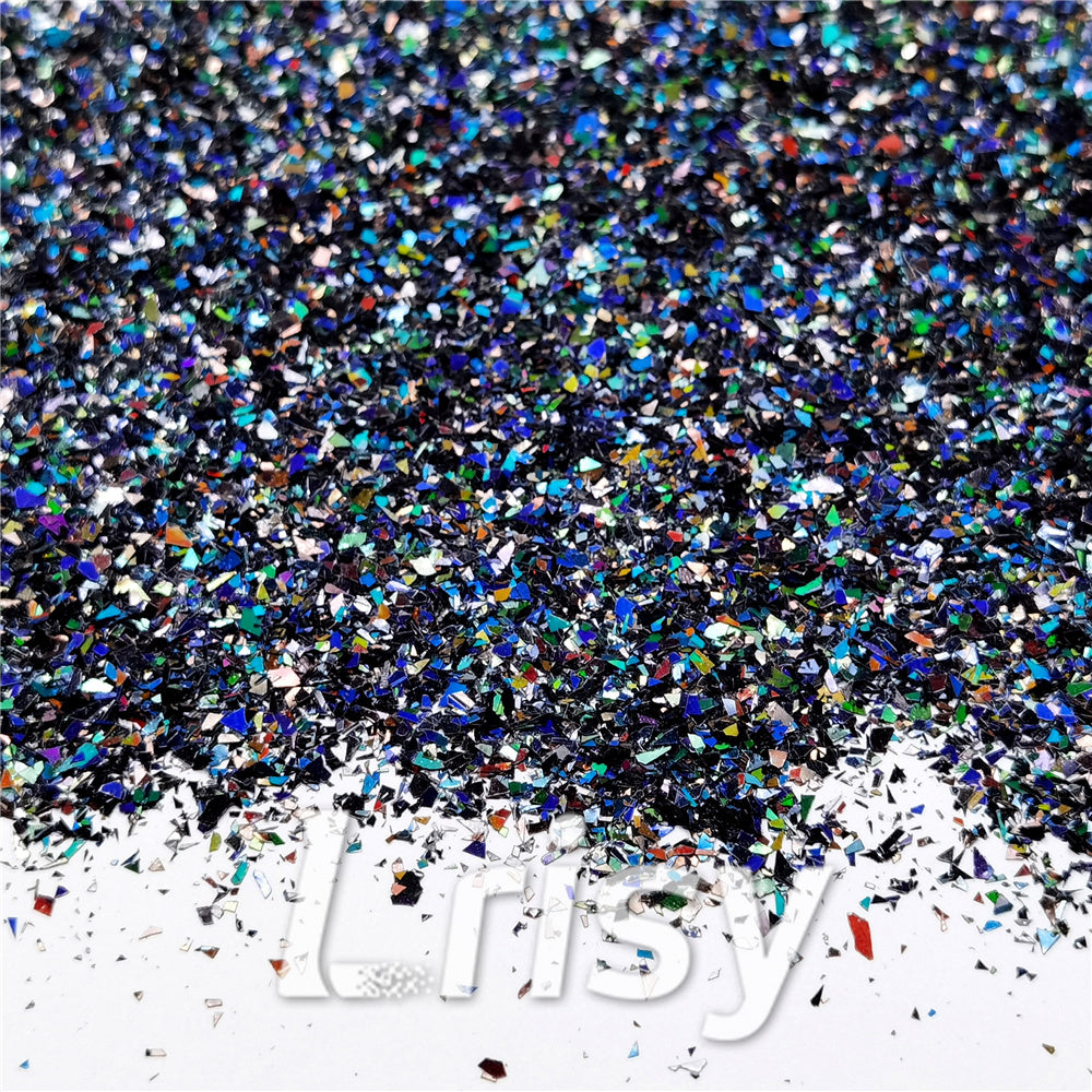 Holographic Black Opa Cellophane Holo Shards Confetti Glitter Sprinkle Toppings LB01000 2x2