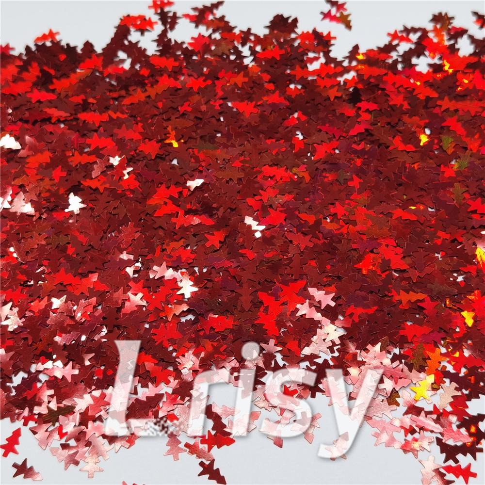 Christmas Tree Shaped Holographic Red Glitter LB0300