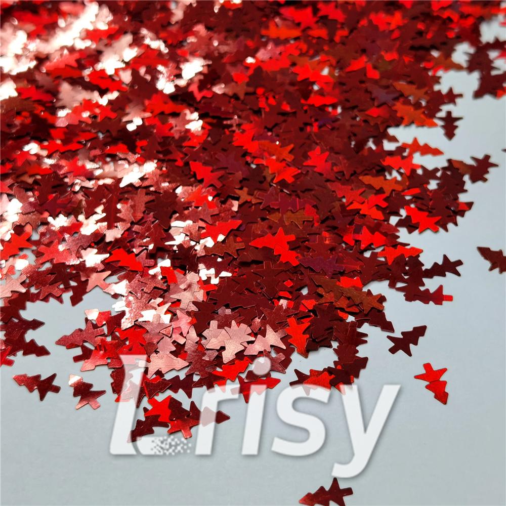 Christmas Tree Shaped Holographic Red Glitter LB0300