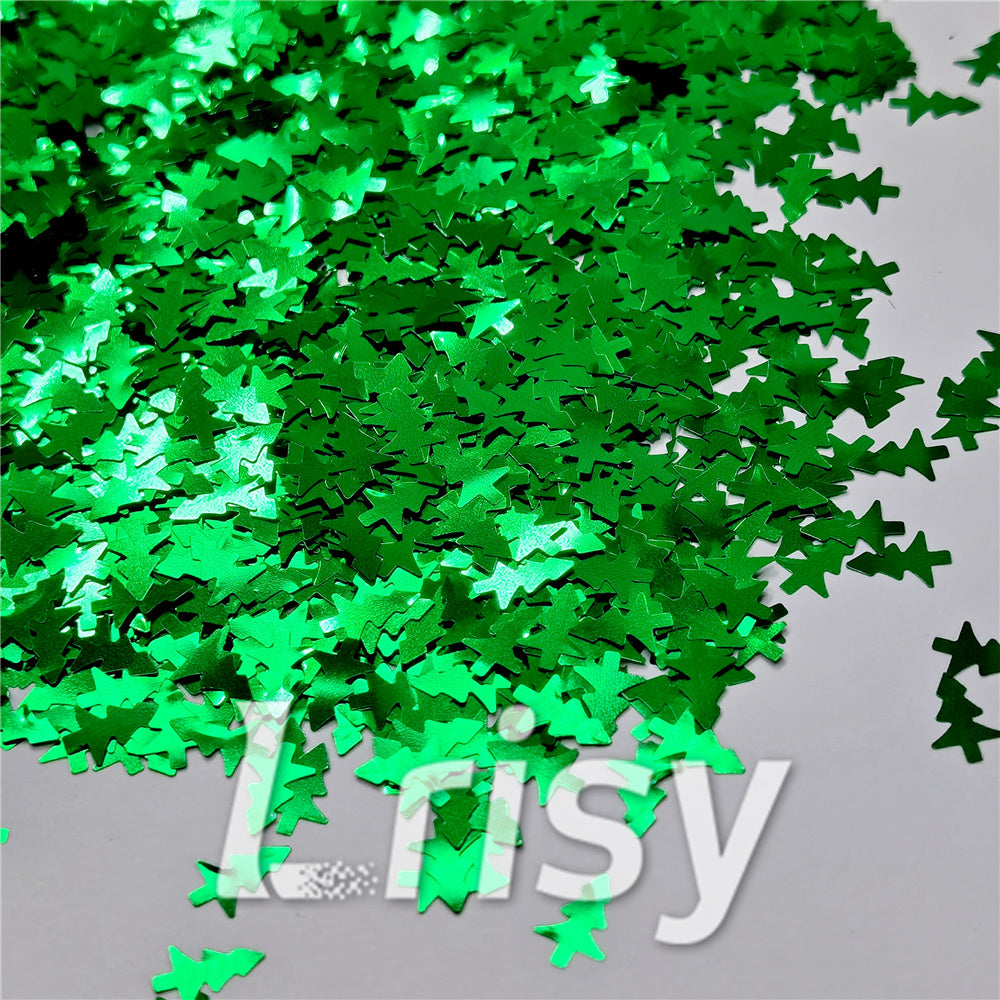 Christmas Tree Shaped Green Glitter B0609