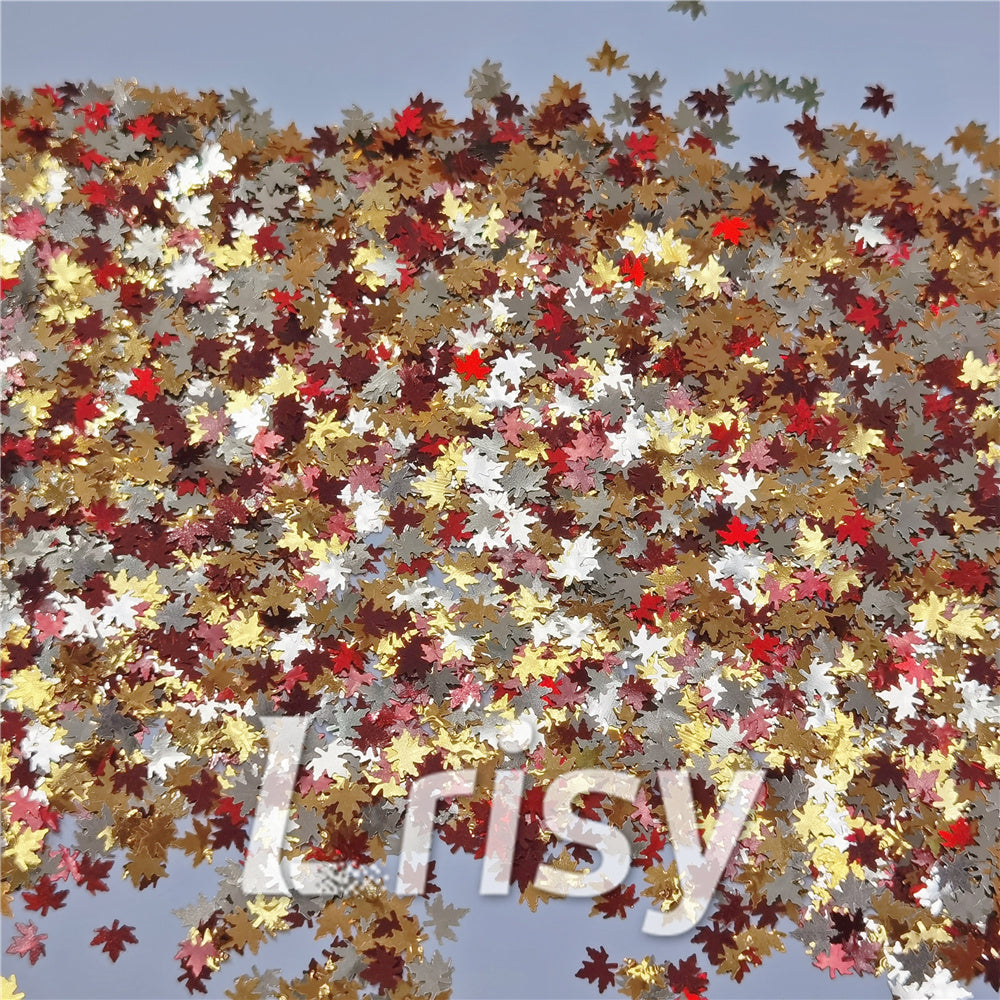 6mm Mixed Maple Leaf Leaves Shaped Glitter FY-23
