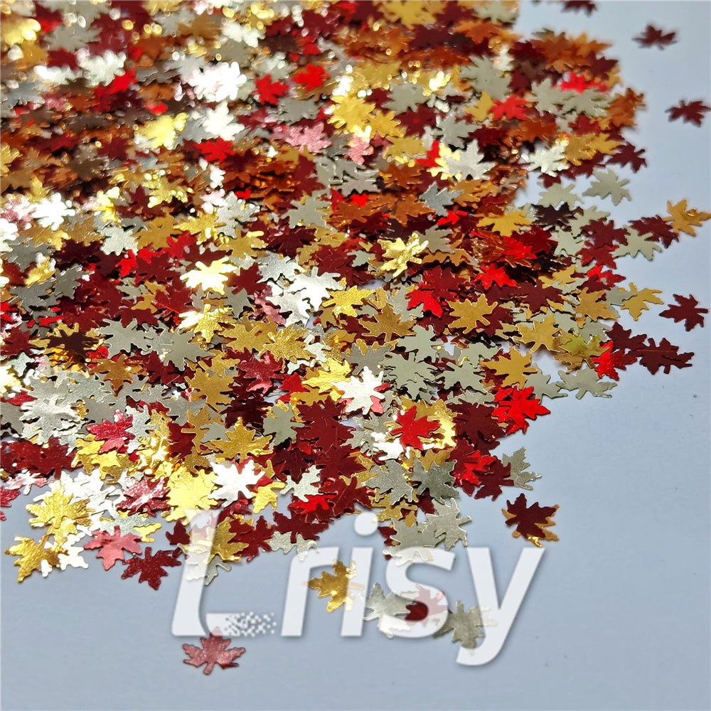 6mm Mixed Maple Leaf Leaves Shaped Glitter FY-23