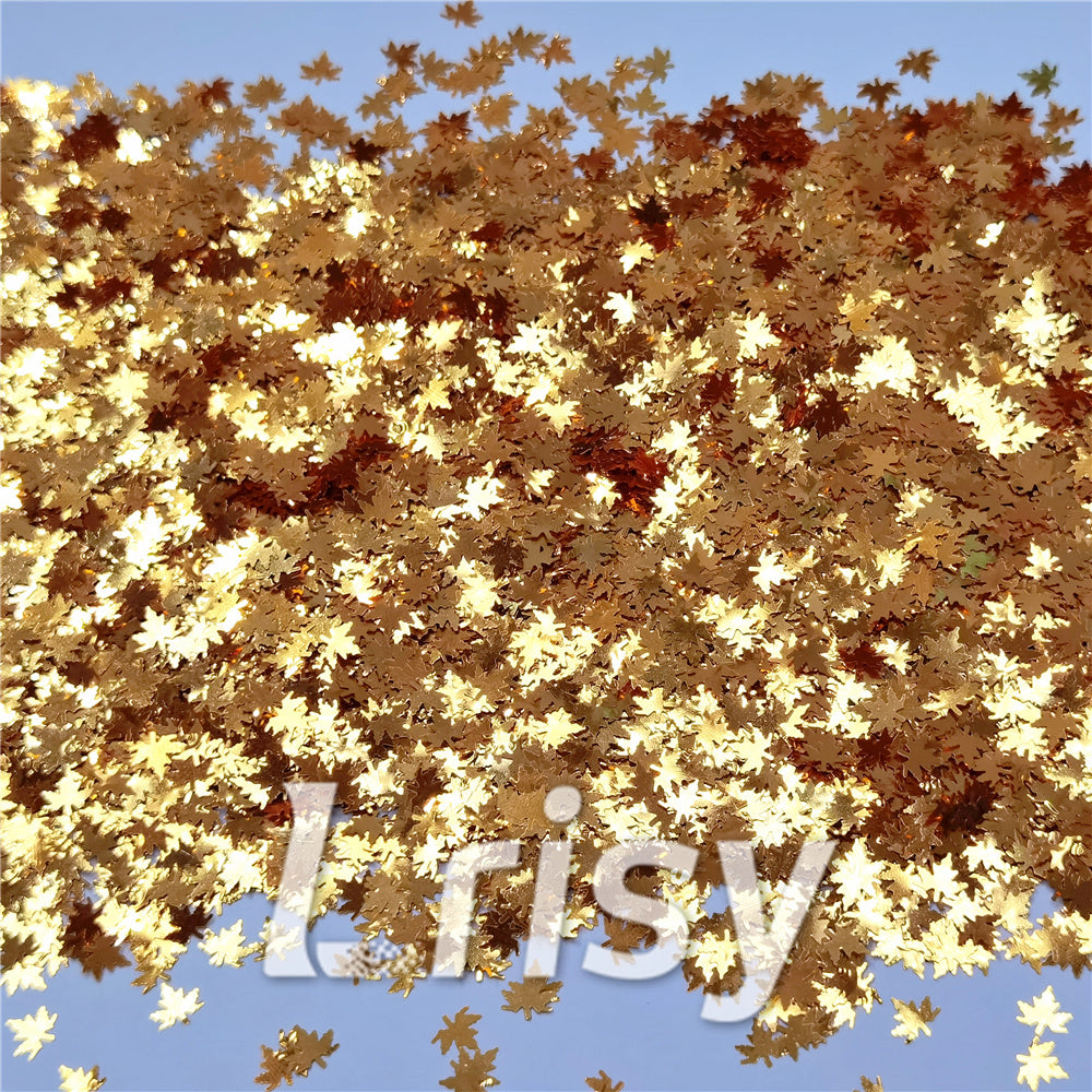 6mm Golden Maple Leaf Leaves Shaped Glitter B0224