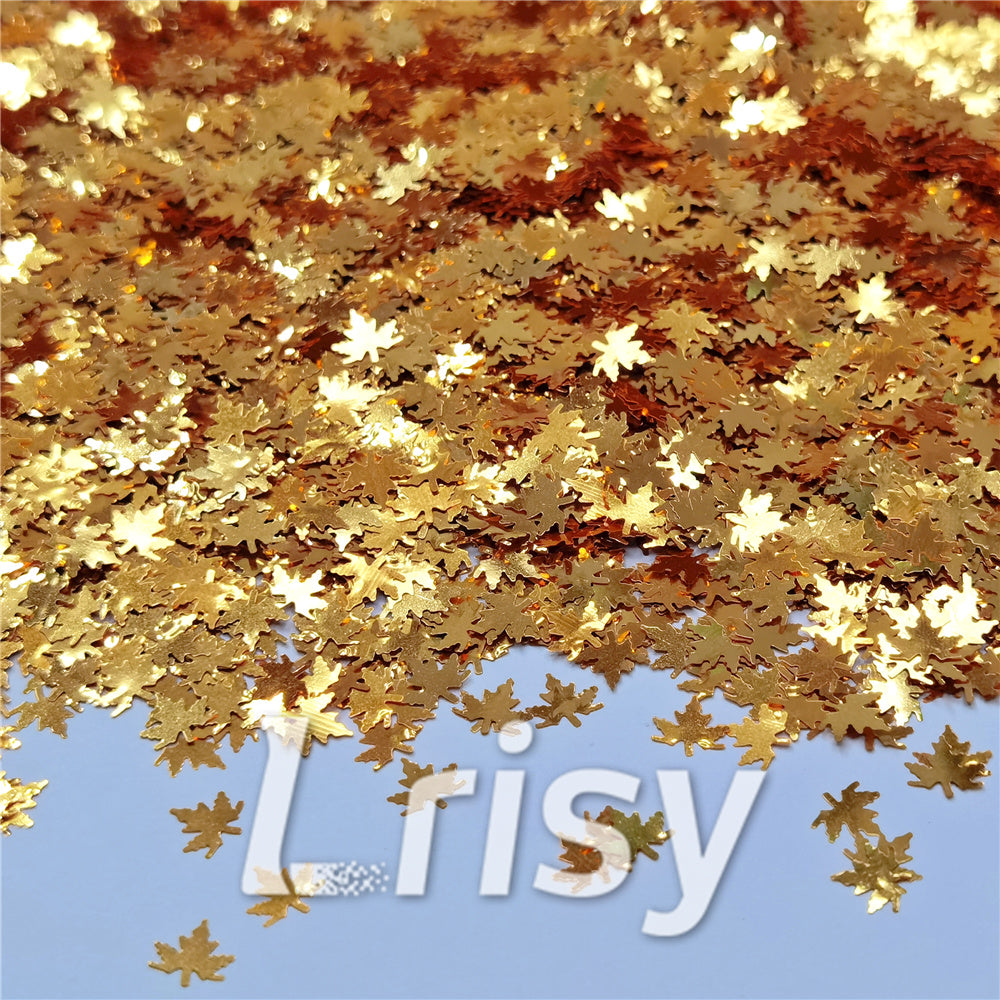 6mm Golden Maple Leaf Leaves Shaped Glitter B0224