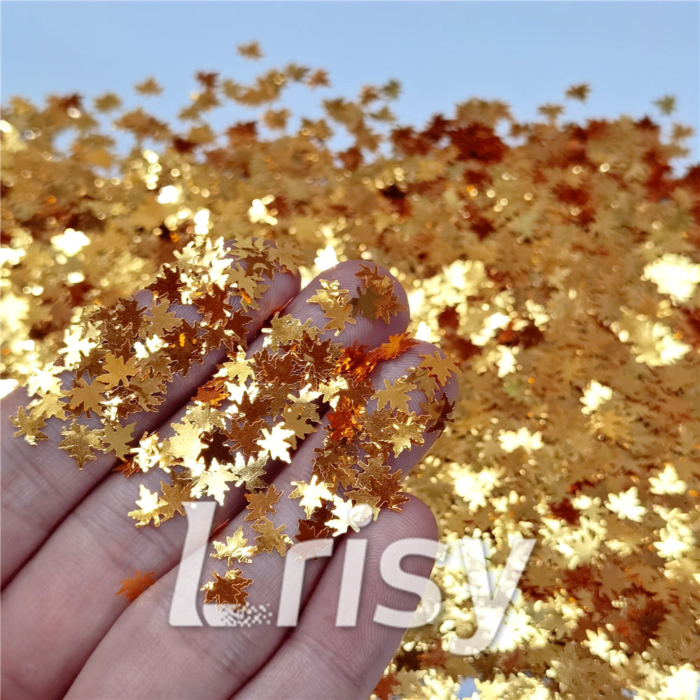 6mm Golden Maple Leaf Leaves Shaped Glitter B0224