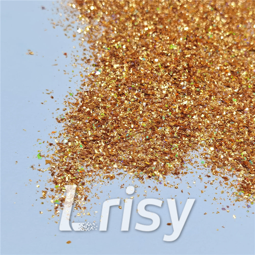 2x2 Glitter Holo Shards (Flakes) Holographic Pigment Orange Gold Glitter SLG014-N