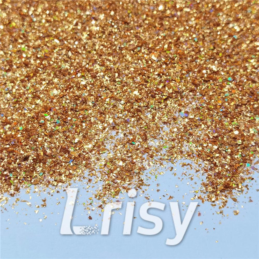 2x2 Glitter Holo Shards (Flakes) Holographic Pigment Orange Gold Glitter SLG014-N