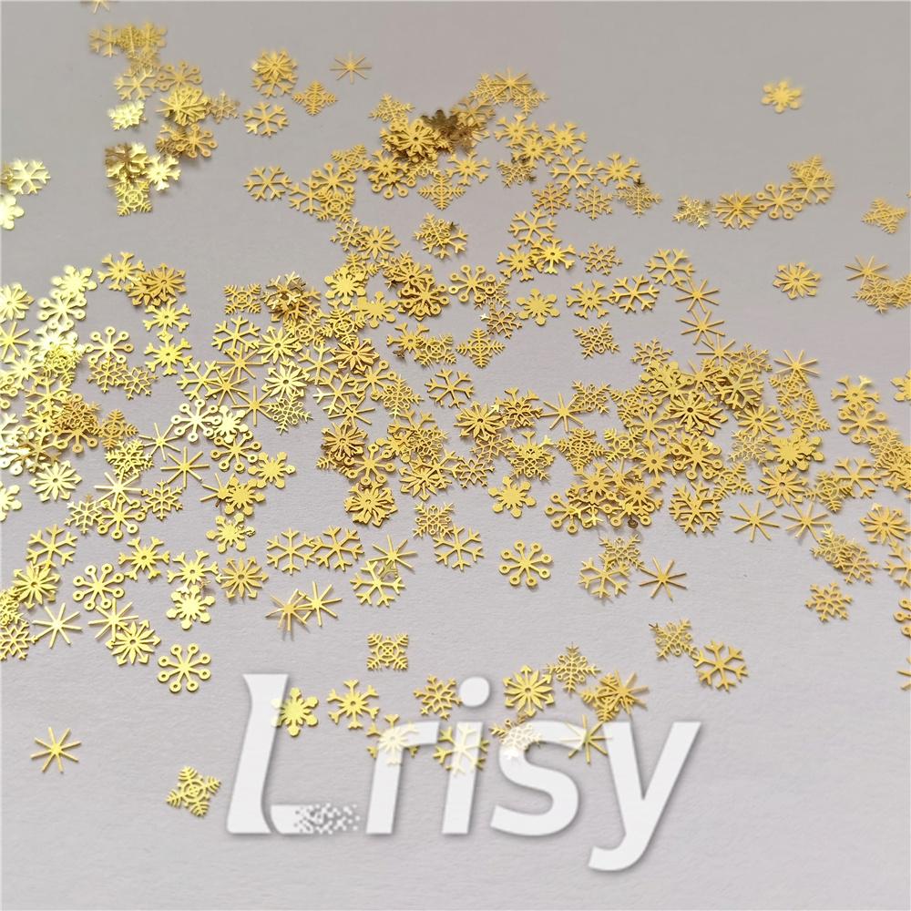 3mm Golden Mixed Snowflakes Shaped Metal Glitter MC201