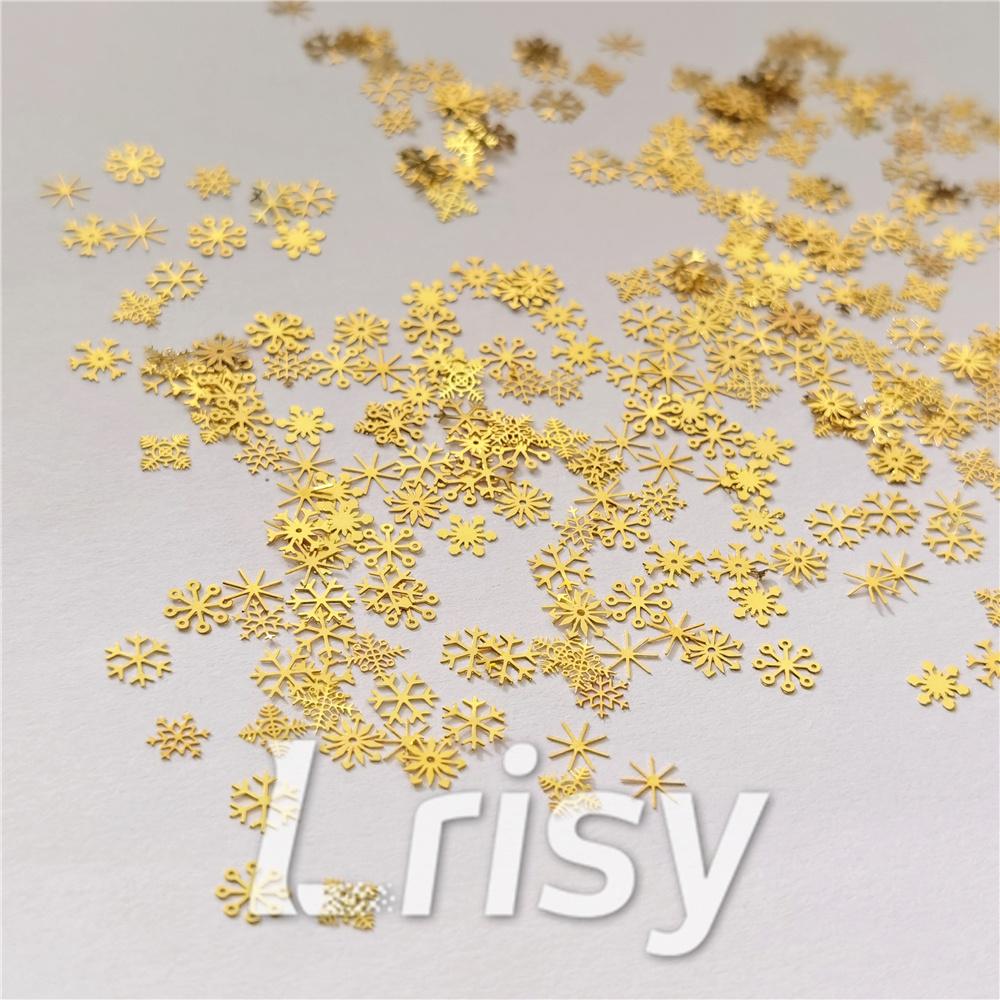 3mm Golden Mixed Snowflakes Shaped Metal Glitter MC201