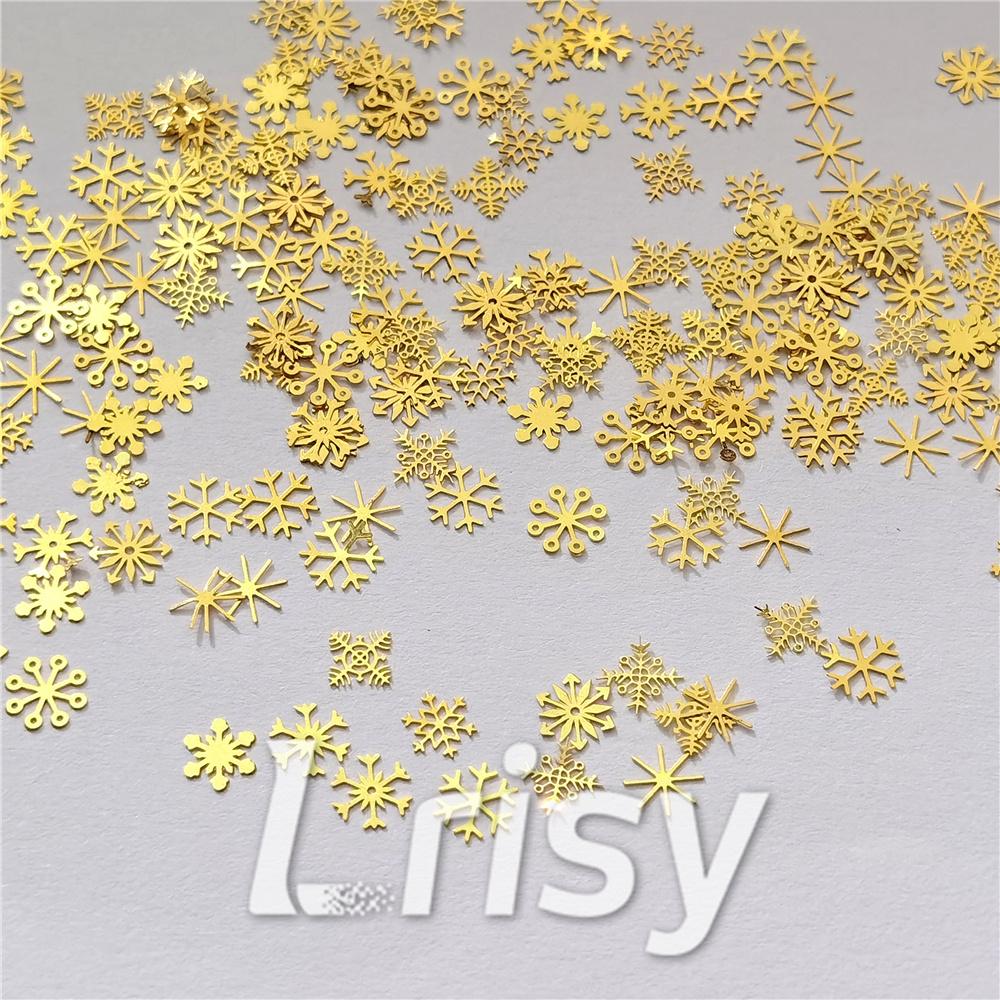 3mm Golden Mixed Snowflakes Shaped Metal Glitter MC201