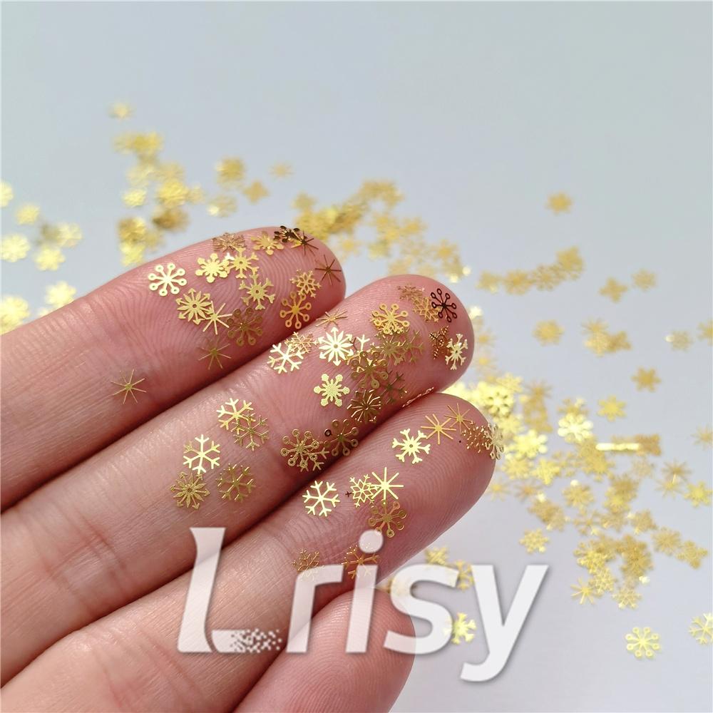 3mm Golden Mixed Snowflakes Shaped Metal Glitter MC201