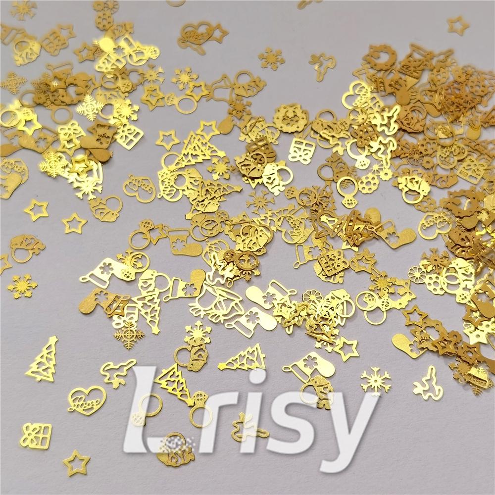 Mixed Golden Christmas Special Shaped Metal Glitter MC202
