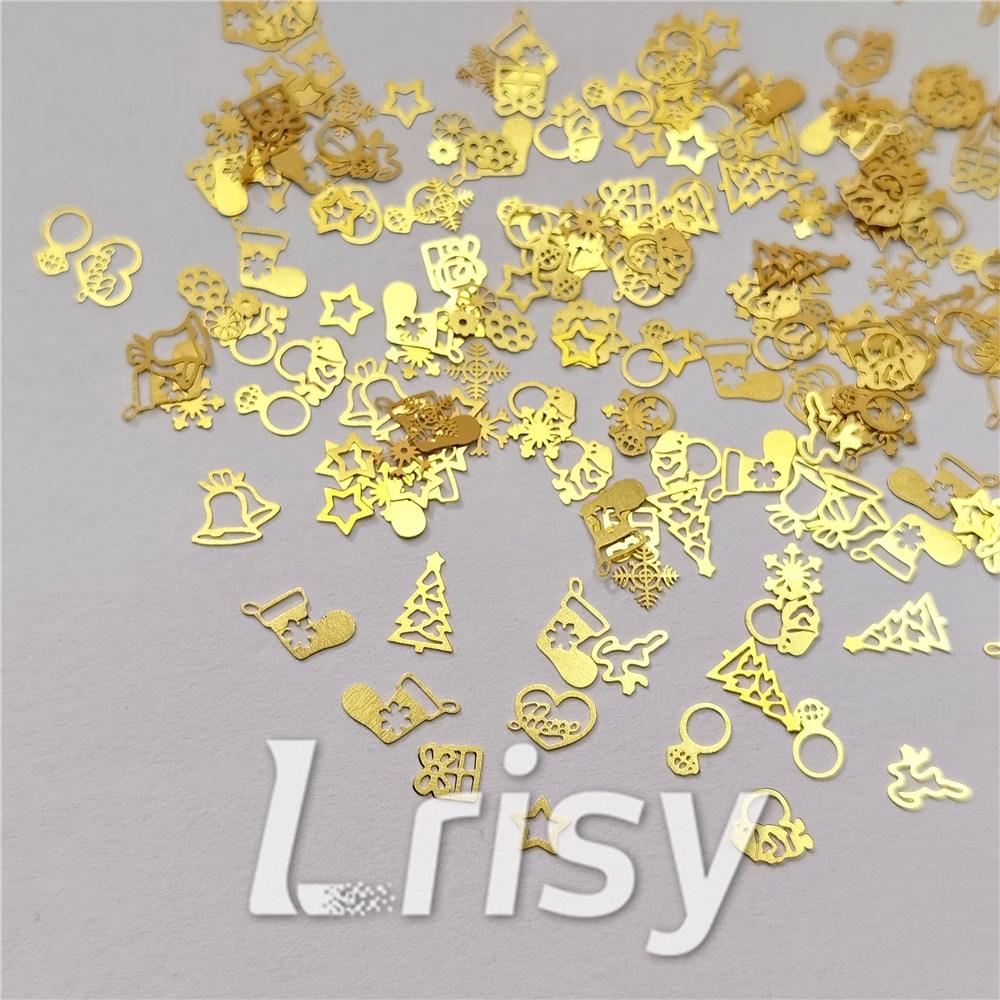Mixed Golden Christmas Special Shaped Metal Glitter MC202