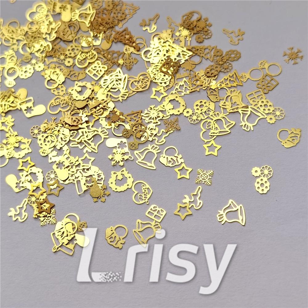 Mixed Golden Christmas Special Shaped Metal Glitter MC202
