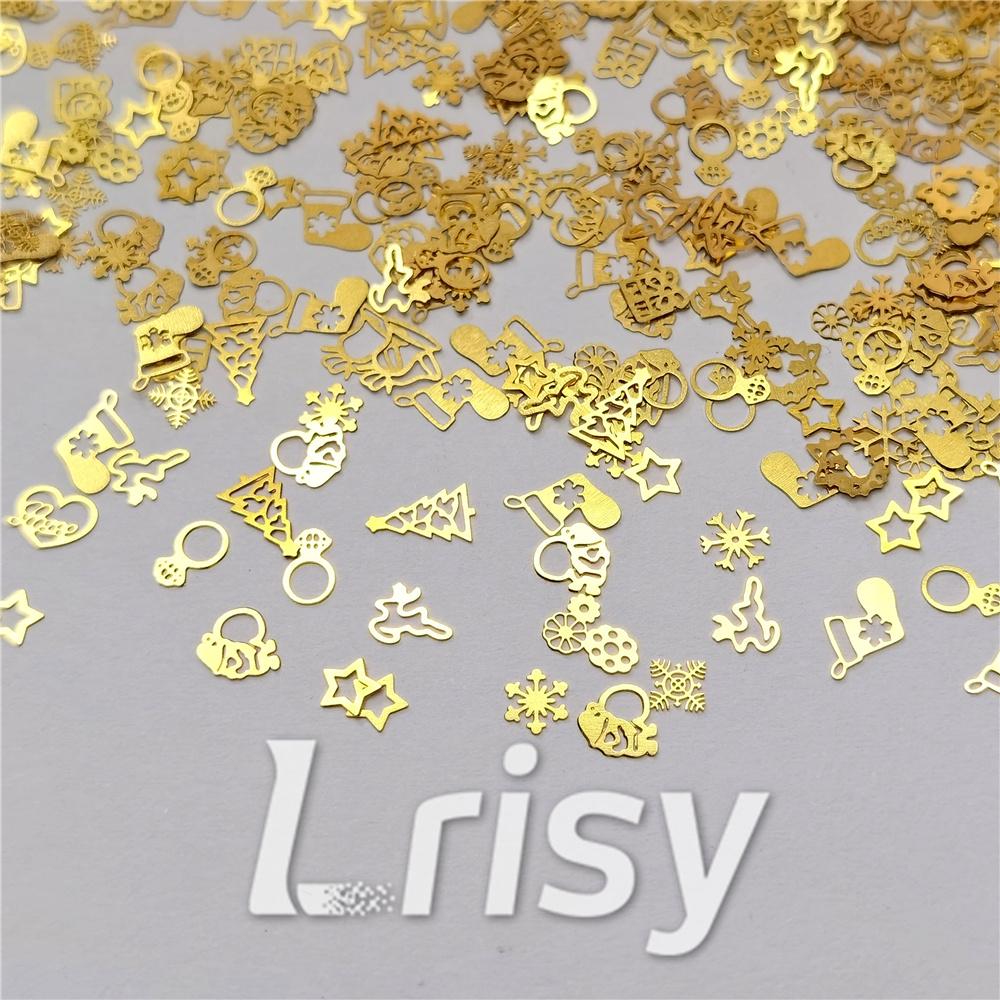 Mixed Golden Christmas Special Shaped Metal Glitter MC202