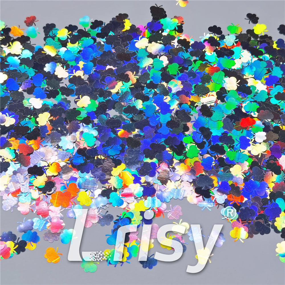 9mm Butterfly Shaped Holographic Silver Glitter LB0100