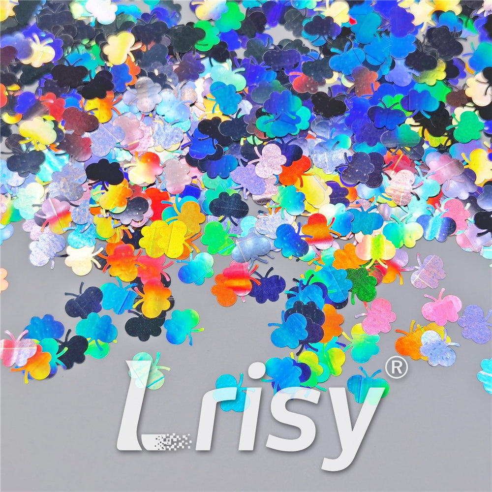 9mm Butterfly Shaped Holographic Silver Glitter LB0100