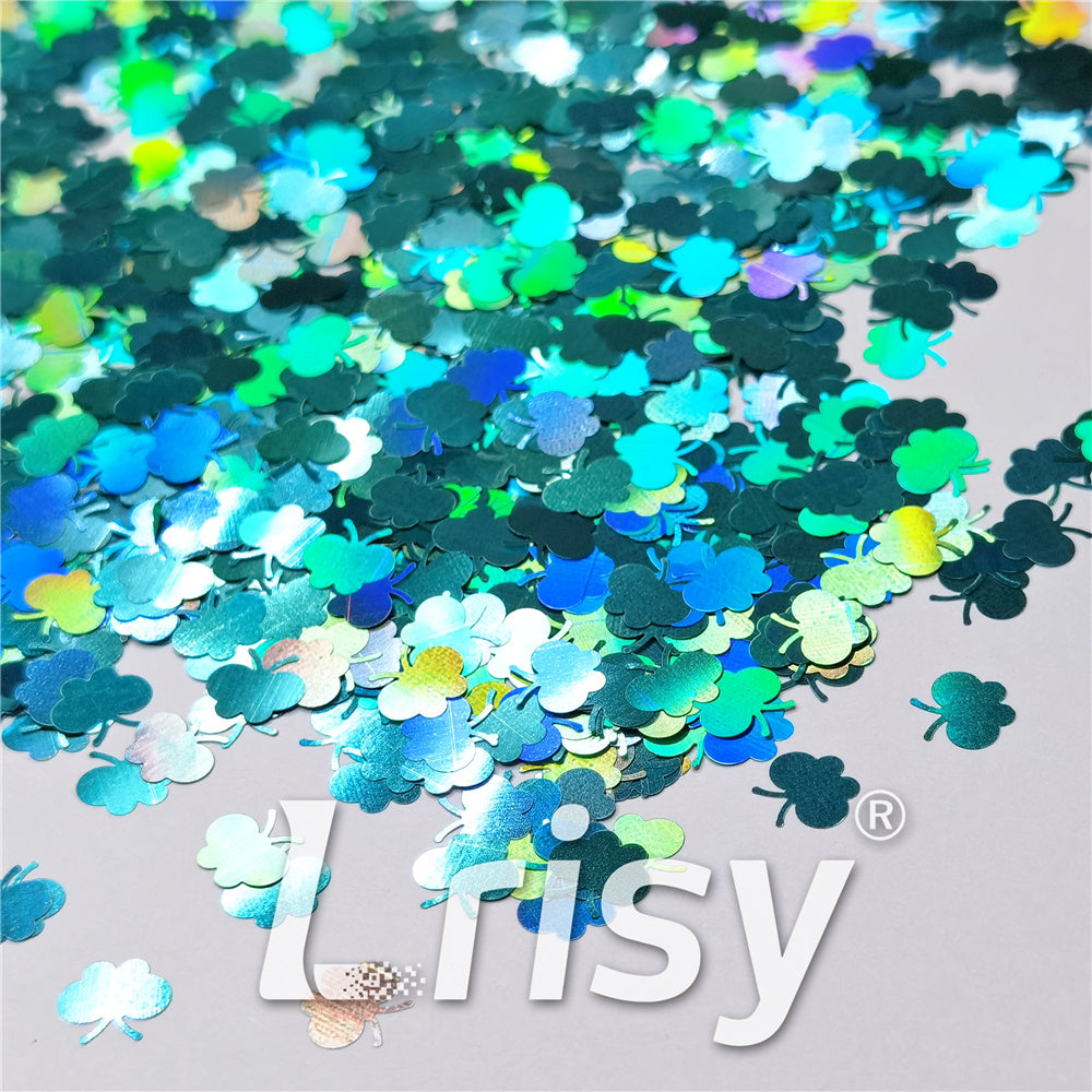 9mm Butterfly Shaped Holographic Teal Green Glitter LB0702