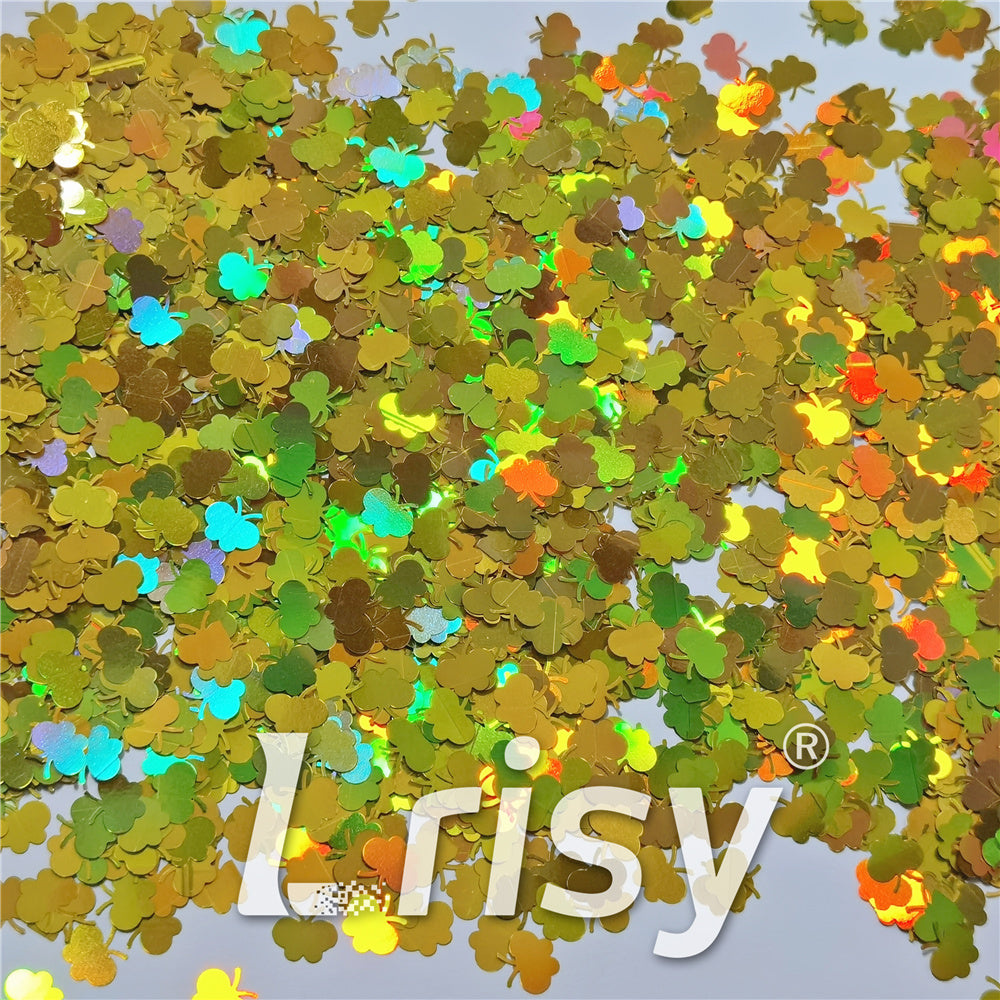 9mm Butterfly Shaped Holographic Gold Glitter LB0210