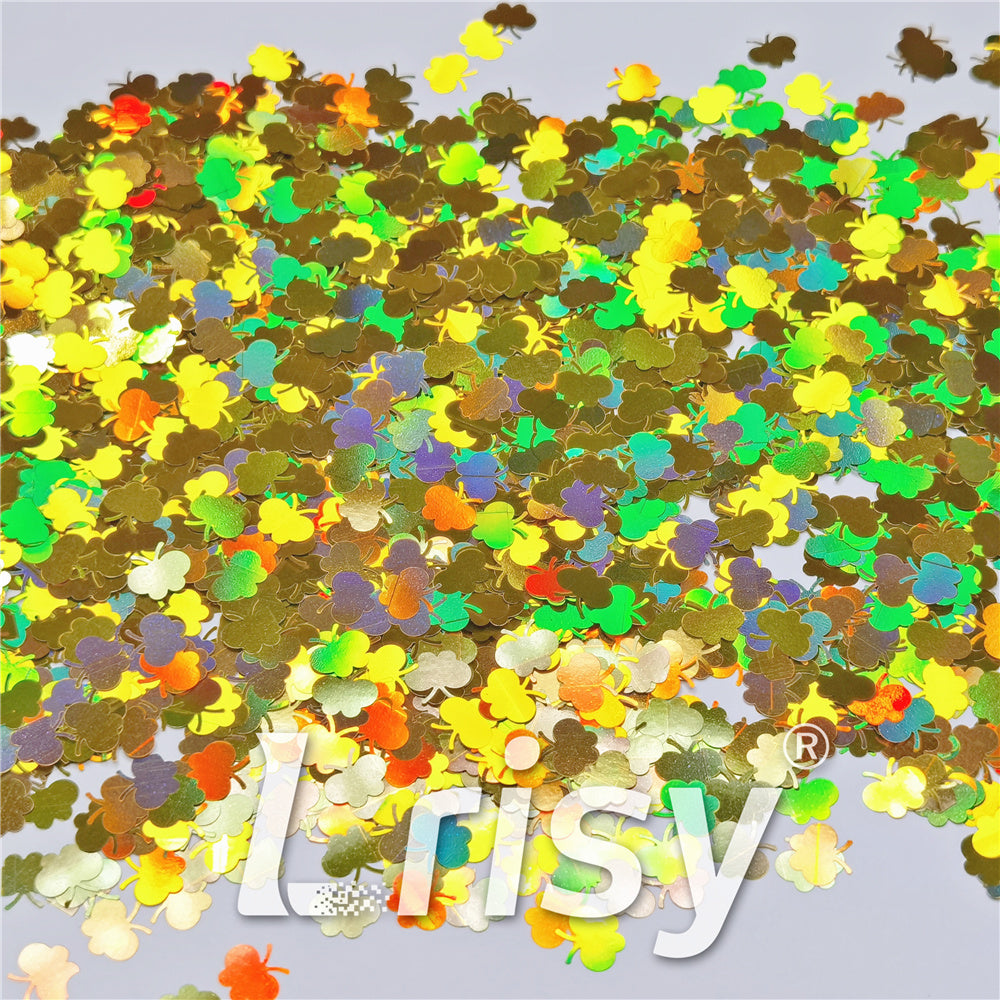 9mm Butterfly Shaped Holographic Gold Glitter LB0210