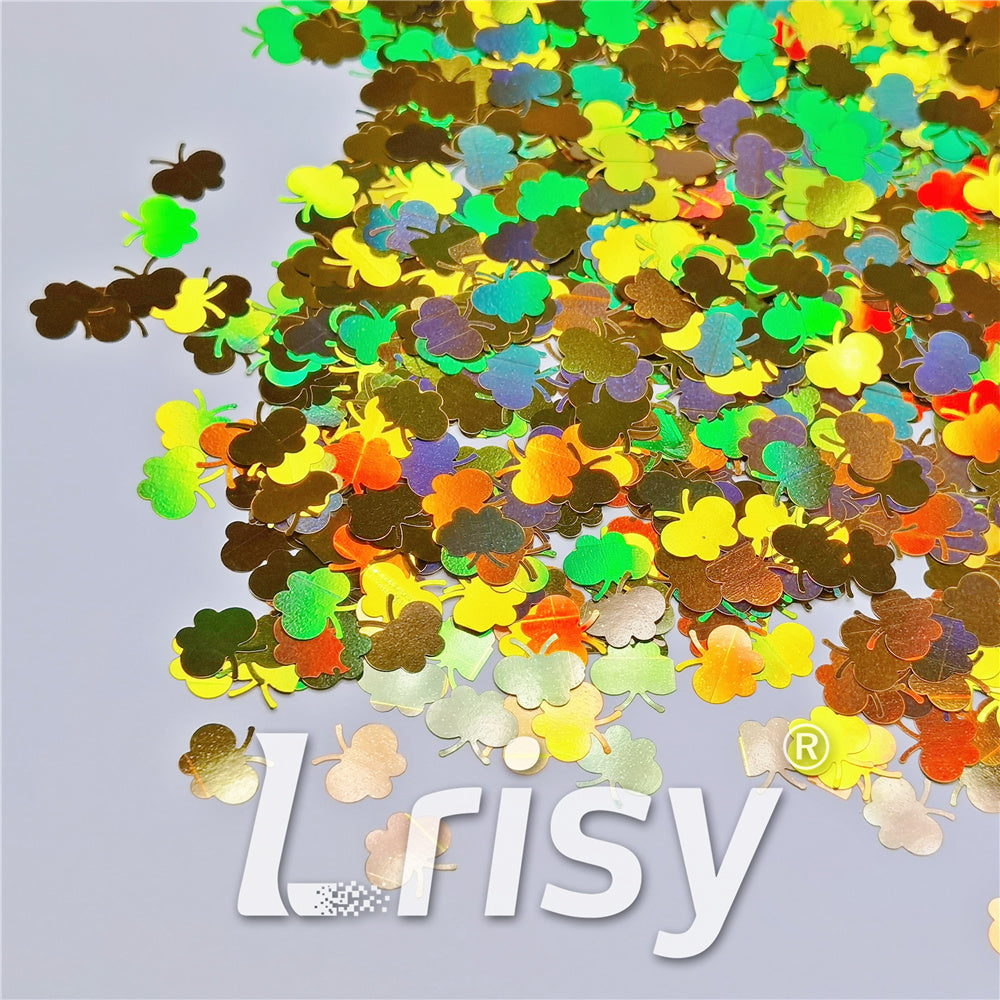 9mm Butterfly Shaped Holographic Gold Glitter LB0210