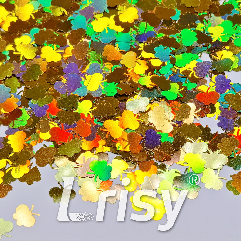 9mm Butterfly Shaped Holographic Gold Glitter LB0210