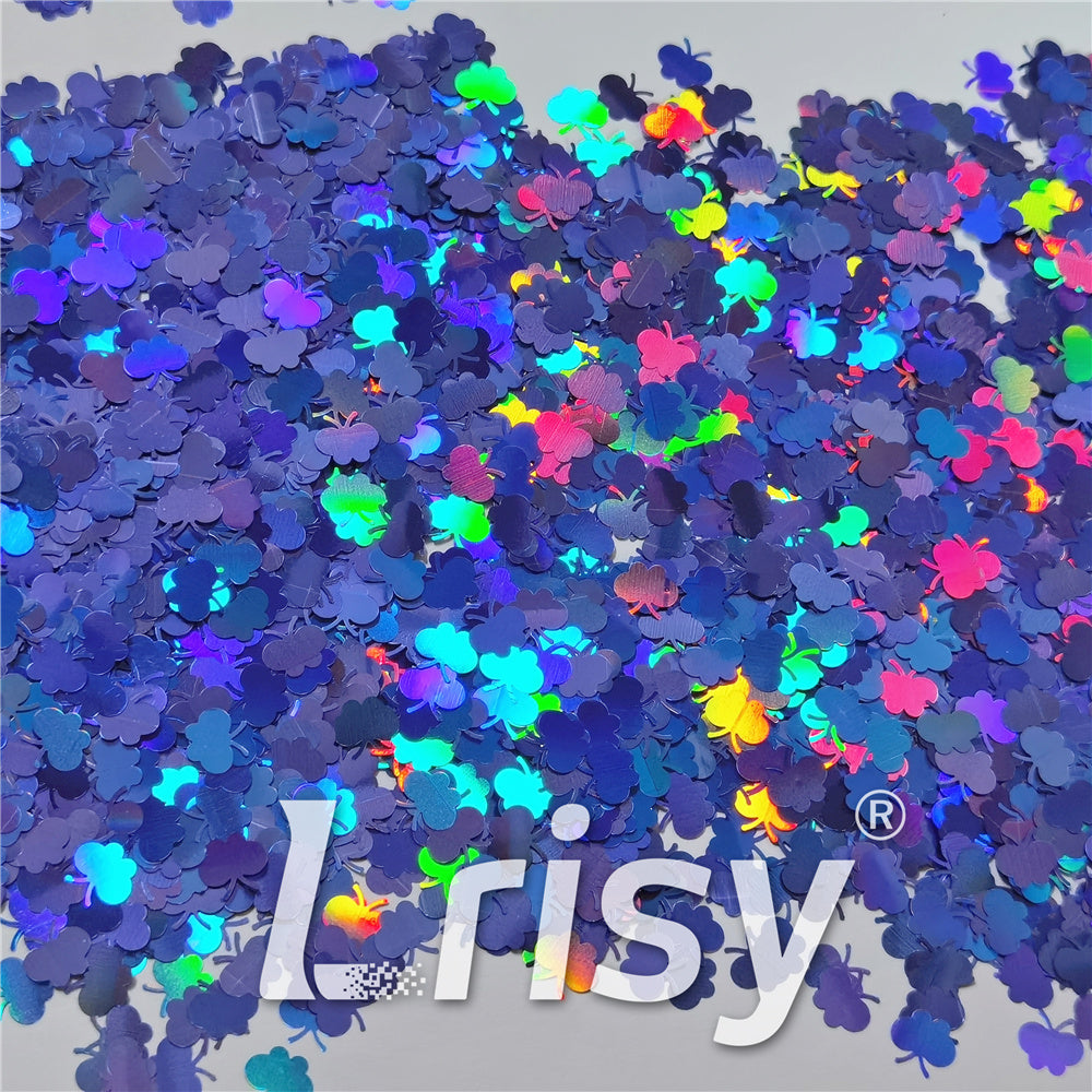 9mm Butterfly Shaped Holographic Sea Blue Glitter LB0709